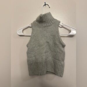 Baby blue faux mohair Zara sleeveless turtleneck